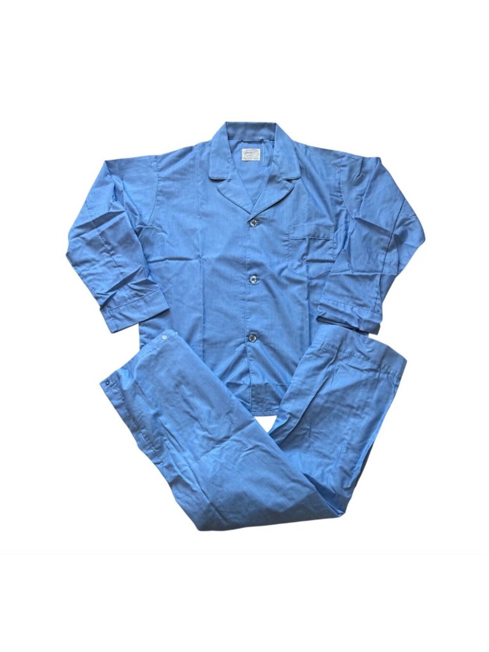 Vtg New Pleetway Mens Size C - Large Blue Two-Piece Pajama Set Long Sleeve